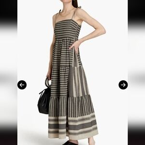 Summery Copenhagen Sleeveless Black & Cream Patterned Maxi Dress